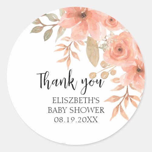 Pretty Watercolor Flowers Spring Classic Round Sticker