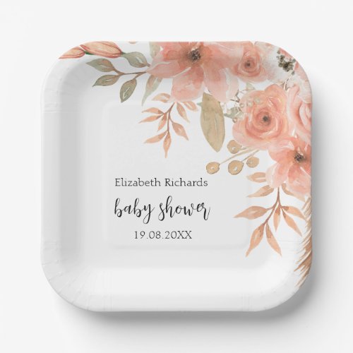 Pretty Watercolor Flowers Spring  Paper Plates