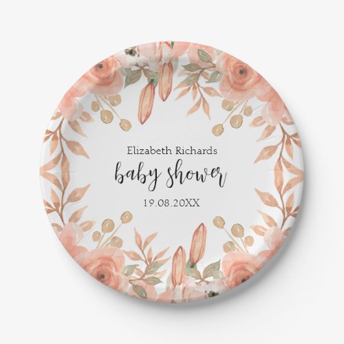 Pretty Watercolor Flowers Spring Paper Plates