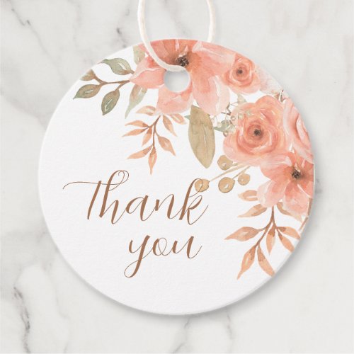 Pretty Watercolor Flowers Spring Thank You  Favor Tags