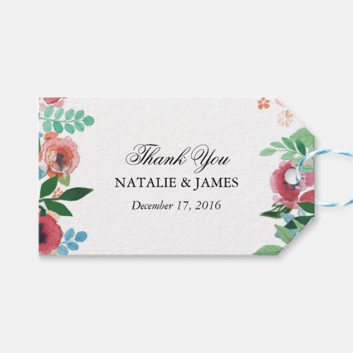 Pretty Watercolor Flowers wedding gift tags