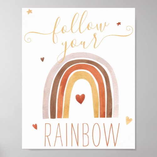 Pretty Watercolor Follow Your Rainbow  Poster