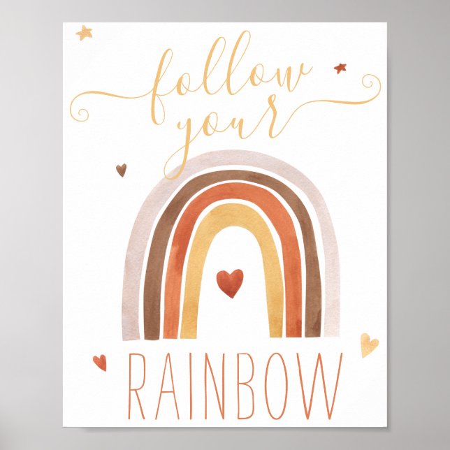 Pretty Watercolor Follow Your Rainbow  Poster (Front)