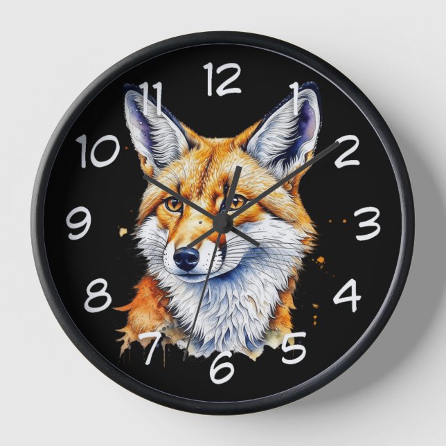 Pretty Watercolor Fox | Animal Lovers Clock (Front)