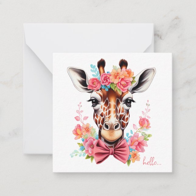 Pretty Watercolor Giraffe Notecards (Front)