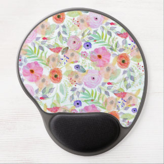 Pretty watercolor hand paint abstract floral gel mouse pad