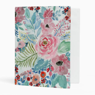 Pretty watercolor hand paint floral artwork mini binder