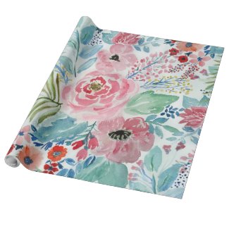 Pretty watercolor hand paint floral artwork wrapping paper