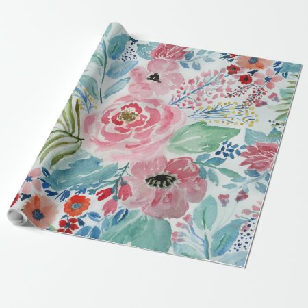 Pretty Watercolor Hand Paint Floral Artwork Wrapping Paper