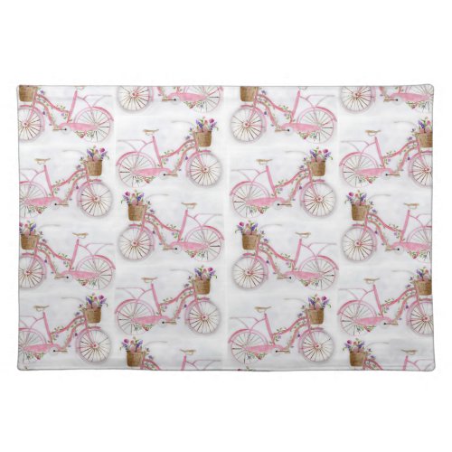 Pretty watercolor hand paint vintage bicycle placemat