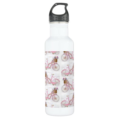 Pretty watercolor hand paint vintage bicycle water bottle