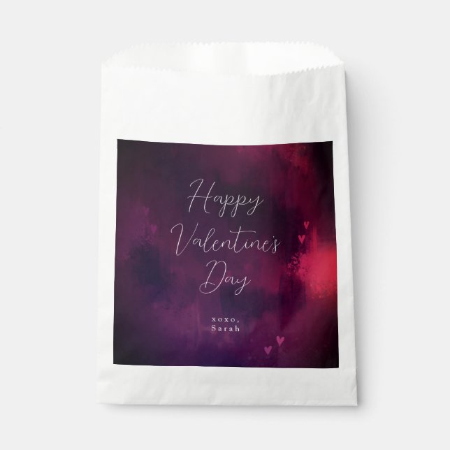 Pretty Watercolor Hearts Valentine Favor Bag (Front)