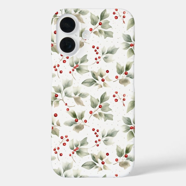 Pretty Watercolor Holly and Berries Case-Mate iPhone Case (Back)