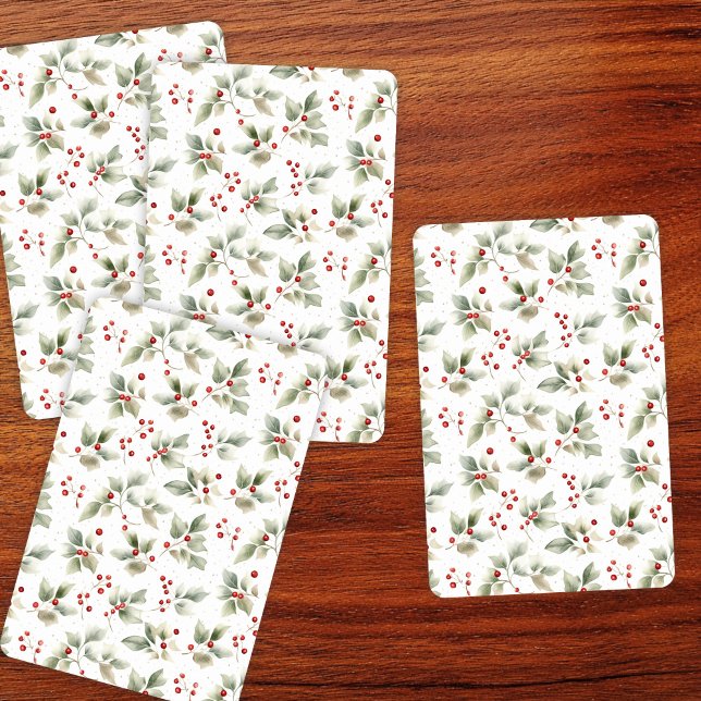 Pretty Watercolor Holly and Berries Poker Cards (Creator Uploaded)
