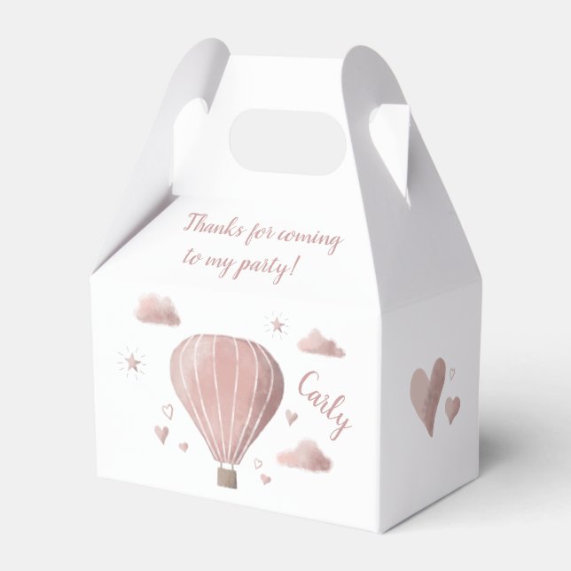 Pretty Watercolor Hot Air Balloon Favor Box (Front Side)