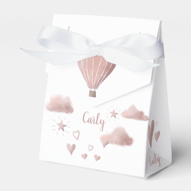 Pretty Watercolor Hot Air Balloon Favor Box (Front Side)