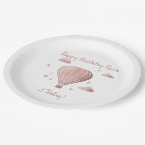 Pretty Watercolor Hot Air Balloon Party Paper Plat Paper Plates