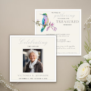Pretty Watercolor Hummingbird Celebration of Life Invitation