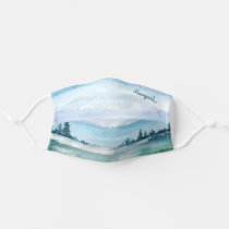 Pretty Watercolor Landscape at the Lake Adult Cloth Face Mask