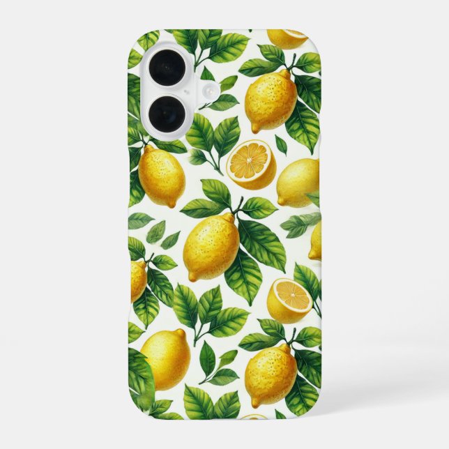 Pretty Watercolor Lemons Citrus Pattern Iphone Case (Back)