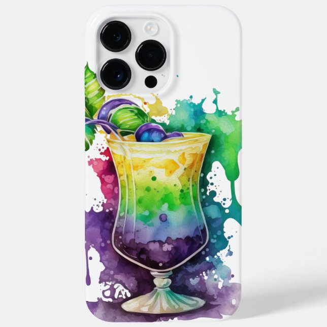 PRETTY WATERCOLOR MARDI GRAS BEVERAGES Case-Mate iPhone CASE (Back)