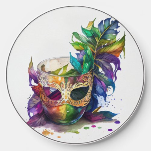 PRETTY WATERCOLOR MARDI GRAS BEVERAGES WIRELESS CHARGER 