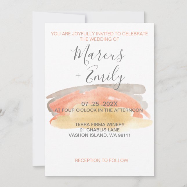 Pretty Watercolor Minimalist Wedding Invitation (Front)