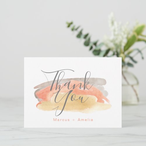 Pretty Watercolor Minimalist Wedding  Thank You Card