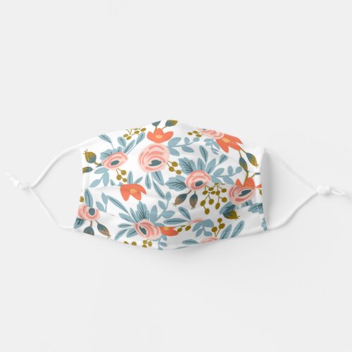 Pretty Watercolor Modern Orange Floral Pattern Adult Cloth Face Mask