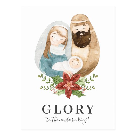 Pretty Watercolor Nativity Christian Christmas Postcard | Zazzle.com