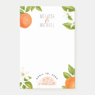 Pretty Watercolor Orange Blossoms Citrus Wedding Post-it Notes