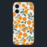 Pretty Watercolor Orange Citrus Botanical Pattern iPhone 16 Case<br><div class="desc">Stylish fruit pattern watercolor paintings with oranges and leaves.</div>