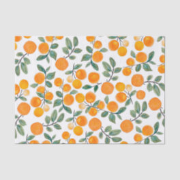 Pretty Watercolor Orange Citrus Botanical Pattern Tissue Paper