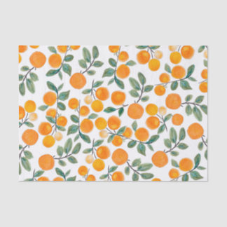 Pretty Watercolor Orange Citrus Botanical Pattern Tissue Paper