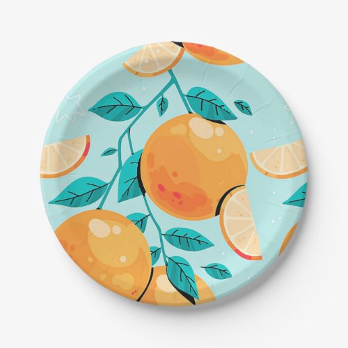 Pretty Watercolor Orange Citrus  Paper Plates