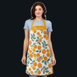 Pretty Watercolor Orange Citrus Personalized Apron<br><div class="desc">Stylish fruit pattern watercolor paintings with oranges and leaves. Personalize it with your name.</div>