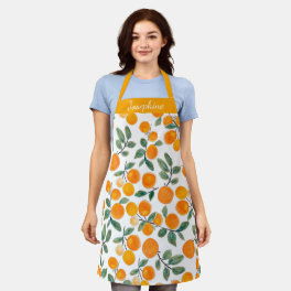 Pretty Watercolor Orange Citrus Personalized Apron