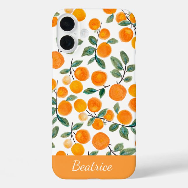 Pretty Watercolor Orange Citrus Personalized Case-Mate iPhone Case (Back)