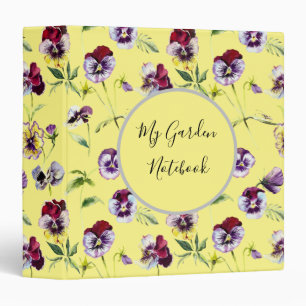 Pretty Watercolor Pansies Custom Garden Notebook 3 Ring Binder