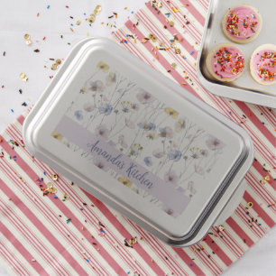 Pretty Watercolor Pansies Personalized Cake Pan