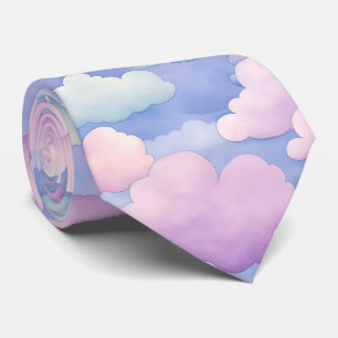Pretty Watercolor  Pastel Clouds Neck Tie