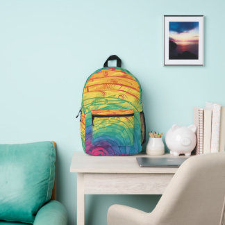 Pretty Watercolor pastel colored rainbow Printed Backpack