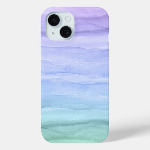 Pretty Watercolor Pattern Blue Ombre Abstract iPhone 15 Case