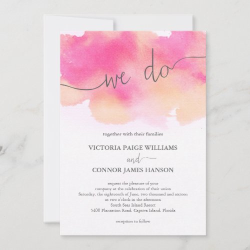 Vibrant Dreams Wedding Invitation / Pink Peach