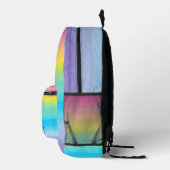  Pretty Watercolor Pink Rainbow Stripes Monogram  Printed Backpack (Right)