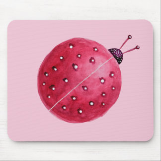 Pretty Watercolor Pink Watercolor Ladybug Kids Mouse Pad