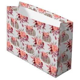 Pretty Watercolor Pumpkin Baby Shower Large Gift Bag