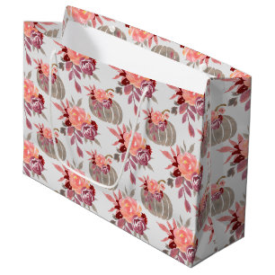 Pretty Watercolor Pumpkin Baby Shower  Large Gift Bag