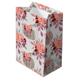 Pretty Watercolor Pumpkin Baby Shower Wrapping Pap Medium Gift Bag