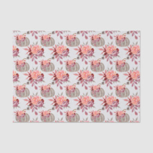 Pretty Watercolor Pumpkin Peach Floral  Tissue Paper